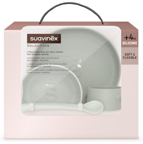 Suavinex Colour Essence Jungle Green Dinnerware Set for Children 4 M+ 4 Pc