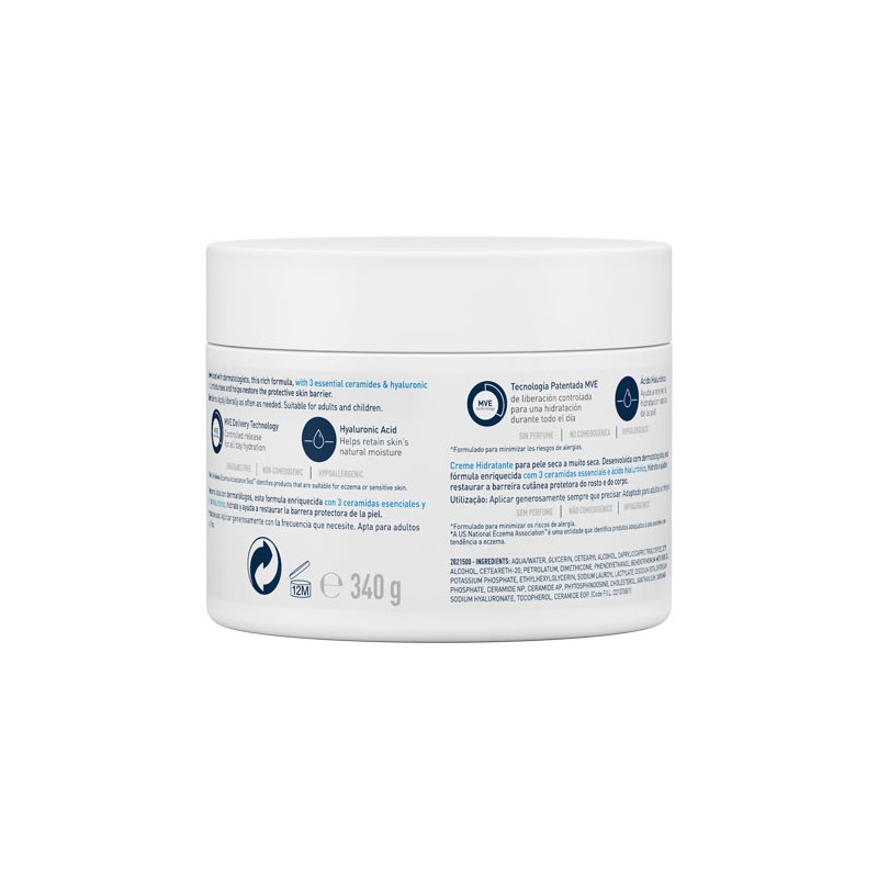 Cerave crema hidratante corporal y facial tubo 340 g