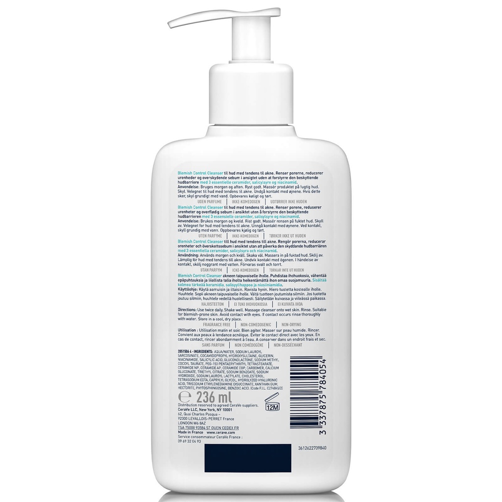Cerave limpiador control acné 236 ml