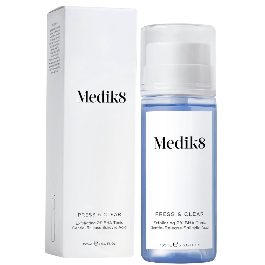Press & Clear - Exfoliating 2% BHA Clarifying Toner - with Salicylic & Tranexamic Acid - Reduces Blemishes, Blackheads & Oiliness - PH-Balanced -