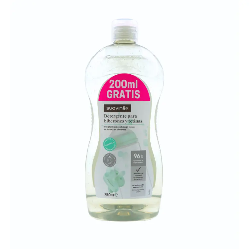 Suavinex Detergente Tetinas y Biberones 1 botella 550ml + 200ml