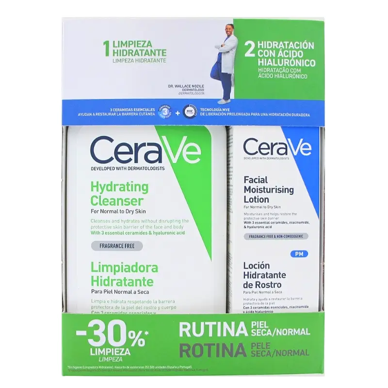 Cerave pack limpiador hidratante 473ml + loción hidratante rostro