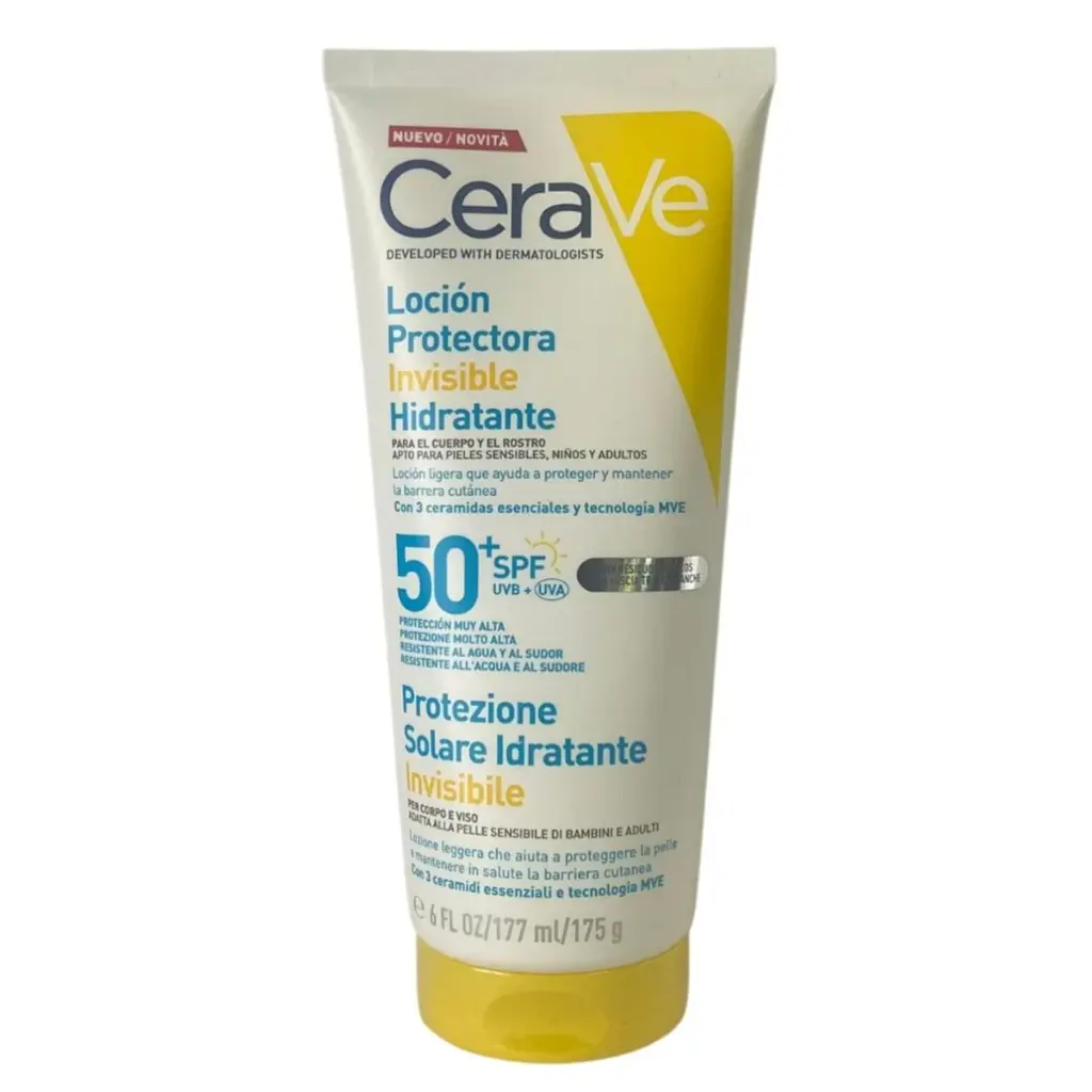 Cerave Loción Protectora Invisible Hidratante Rostro y Cuerpo SPF50 177ml