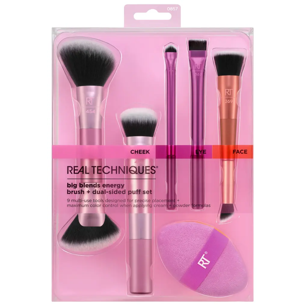 Real Techniques Big Blends Energy Brush+Set de Brochas+ Esponja      