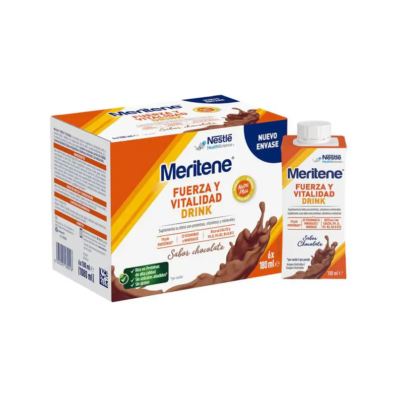 Nestlé Meritene Fuerza y Vitalidad Drink Sabor Chocolate 6x180ml 