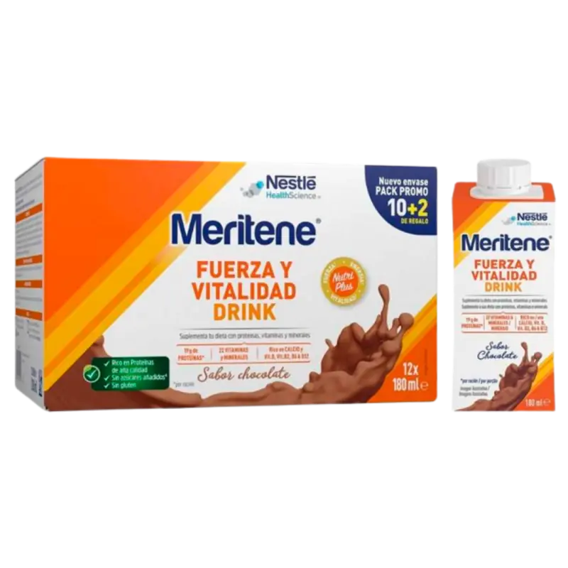 Nestlé Meritene Fuerza y Vitalidad Drink Sabor Chocolate 12x180ml 