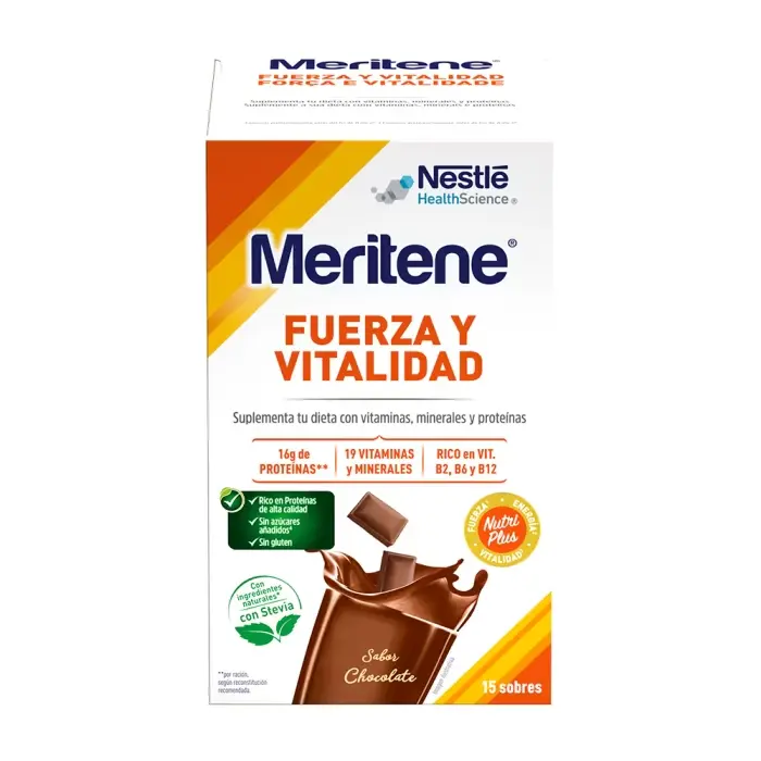 Nestlé Meritene Fuerza y Vitalidad Sabor Chocolate 15 Sobres 