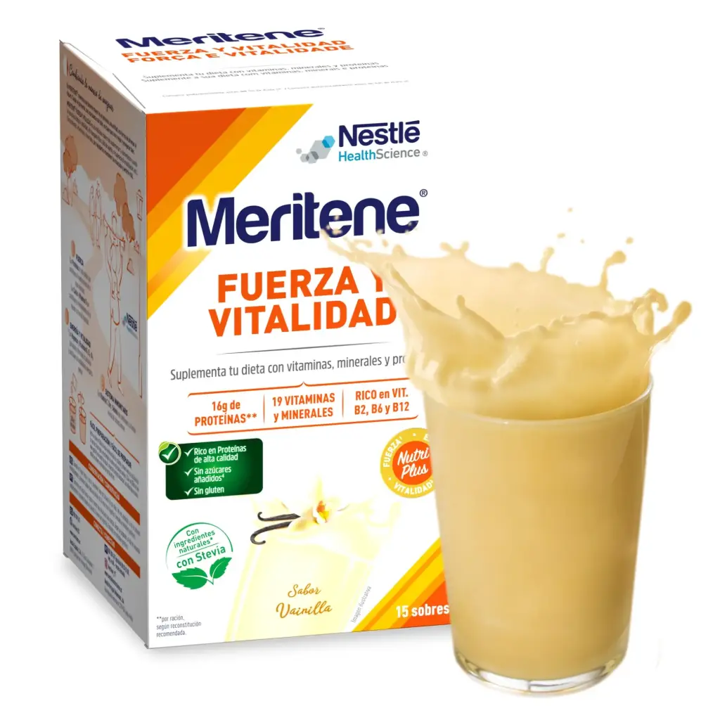 Nestlé Meritene Fuerza y Vitalidad Sabor Vainilla 15 Sobres 