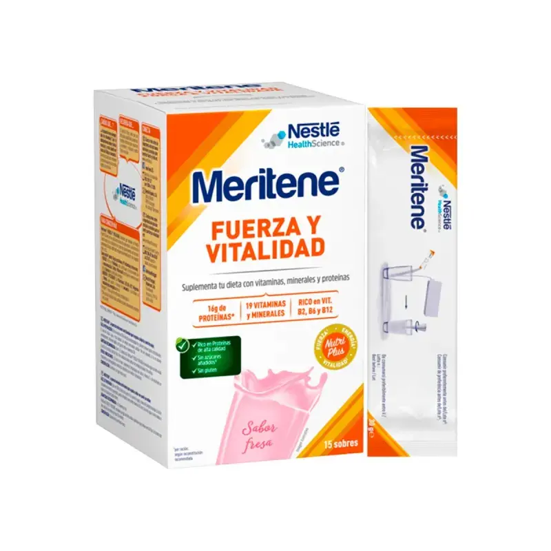 Nestlé Meritene Fuerza y Vitalidad 15 sobres x 30g Sabor Fresa 