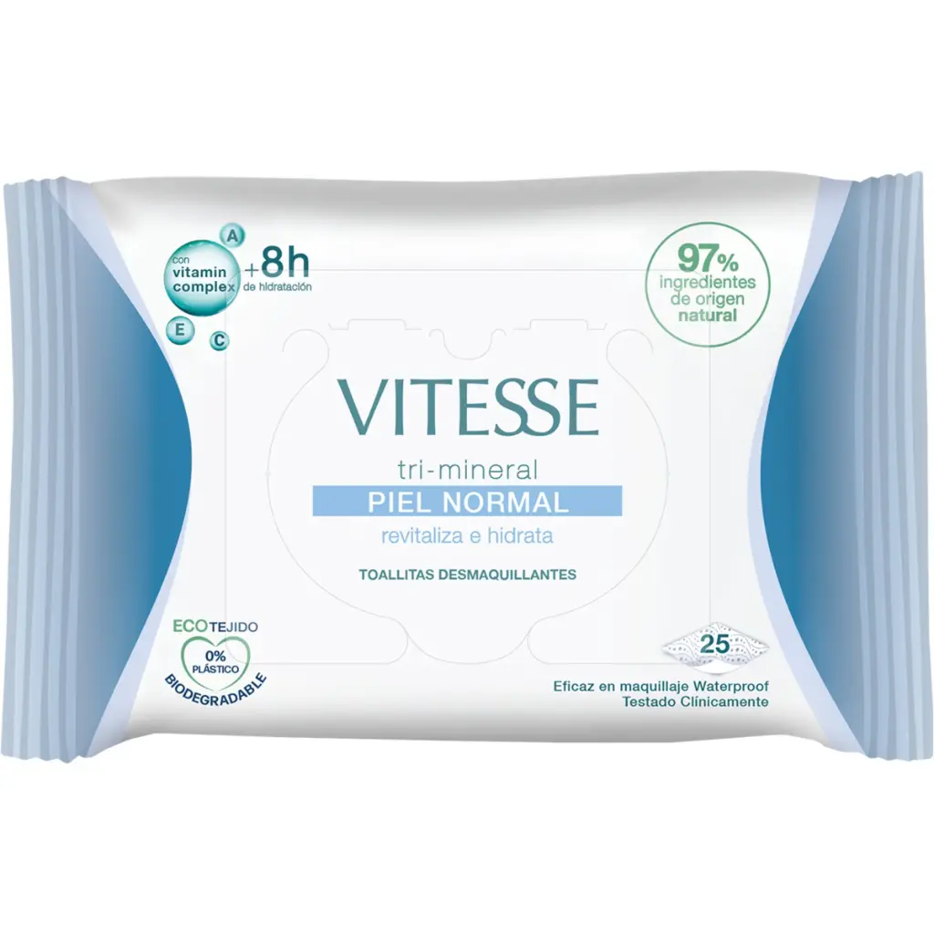 Vitesse Toallitas Desmaquillantes Tri-Mineral Piel Normal 25Uds