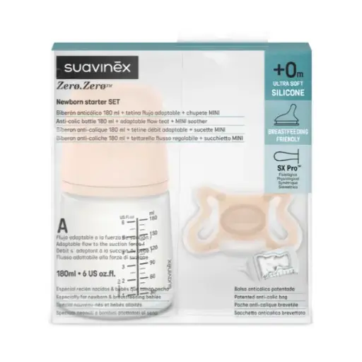 [307775] Suavinex Zero Zero Set de Inicio Biberón + Chupete Anticólicos Adaptable +0M