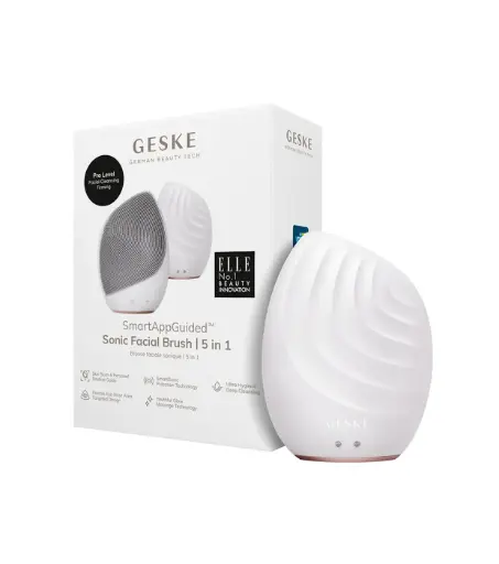 [4099702000636] GESKE Sonic Facial Brush | 5 in 1 | White Rose Gold 