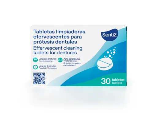 [559024] Senti2 Tabletas Limpiadoras Para Prótesis, Férulas y Retenedores 30 Tabletas