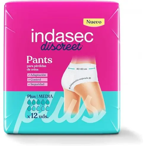 [345074] Indasec Discreet Pant Plus Talla Media 12 Unidades
