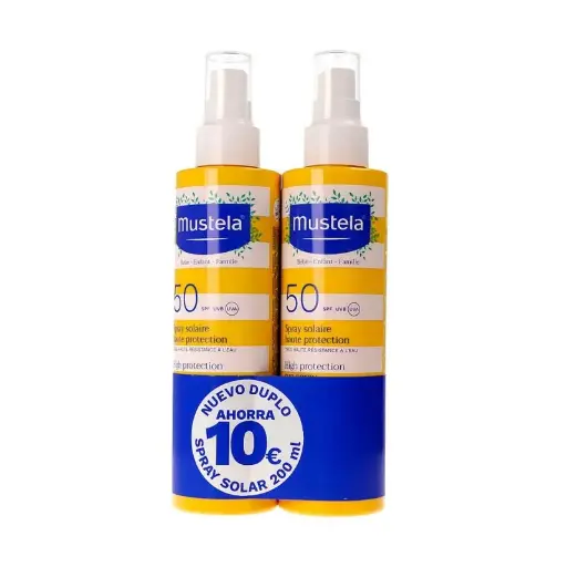 [154624] Mustela Duplo Spray Solar Bebés, Niños y Adultos 2x200ml 
