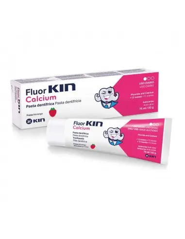 [158687] Fluor Kin Pasta Dentífrica Calcio Sabor Fresa +12 Meses 75ml