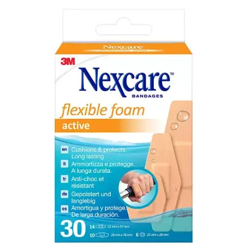 [175470] Nexcare Flexible Foam Active 360 Tiras Surtidas 30 Uds